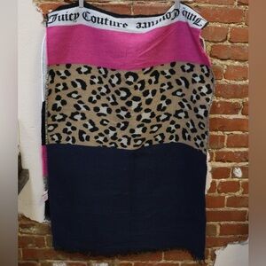 New Juicy Couture Color block and Leopard Print Scarf